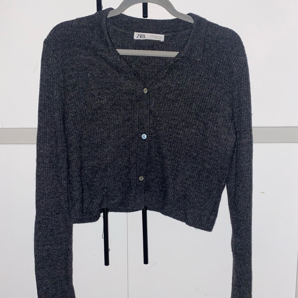 Zara Dark Grey knit Crop Sweater